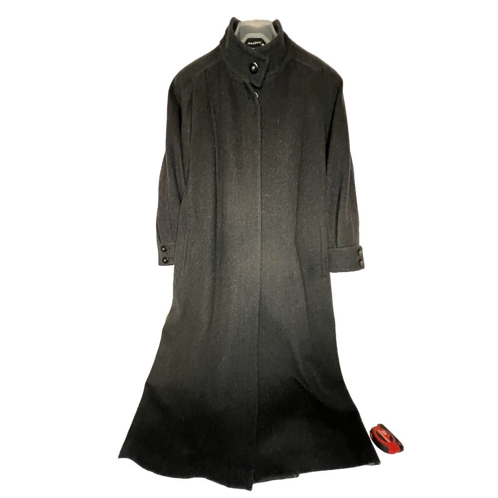 j. gallery women's long Wool coat Size 11 / 12 Gray Button‎ Up